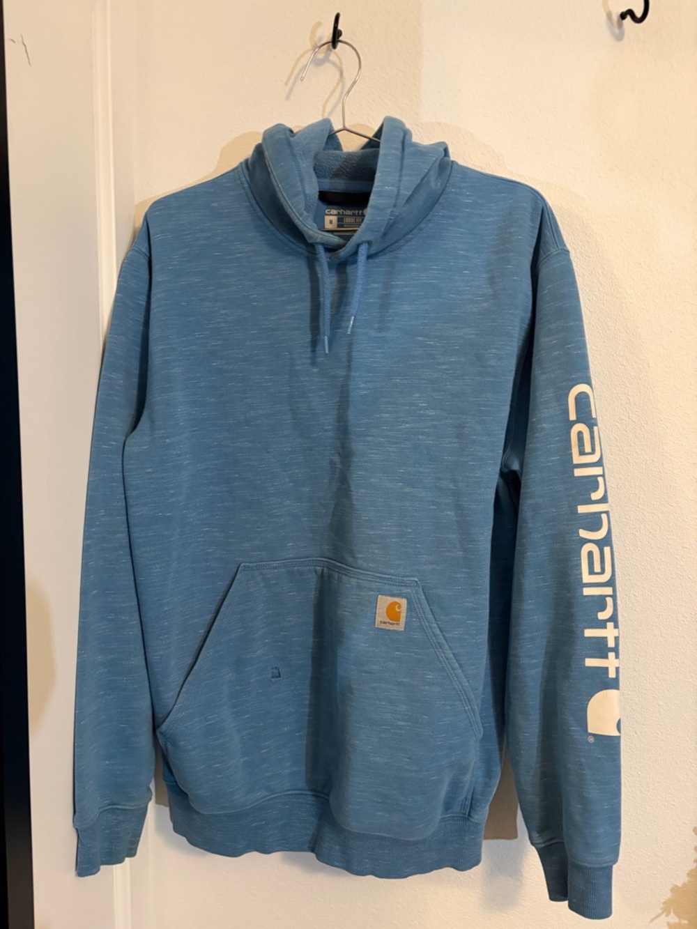 Carhartt Heathered Light Blue Logo Sleeve Hooded Sweatshirt